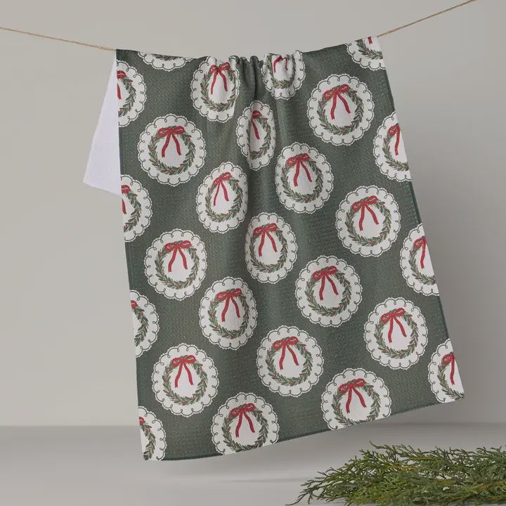 Merry Wreaths Kitchen Tea Towel