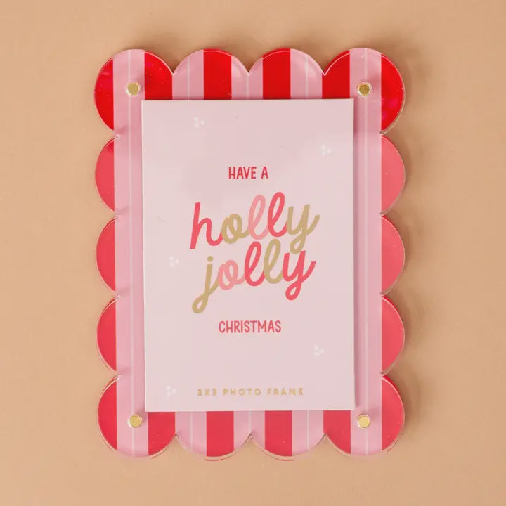 Mini Acrylic Picture Frame Magnet Holly Jolly Christmas