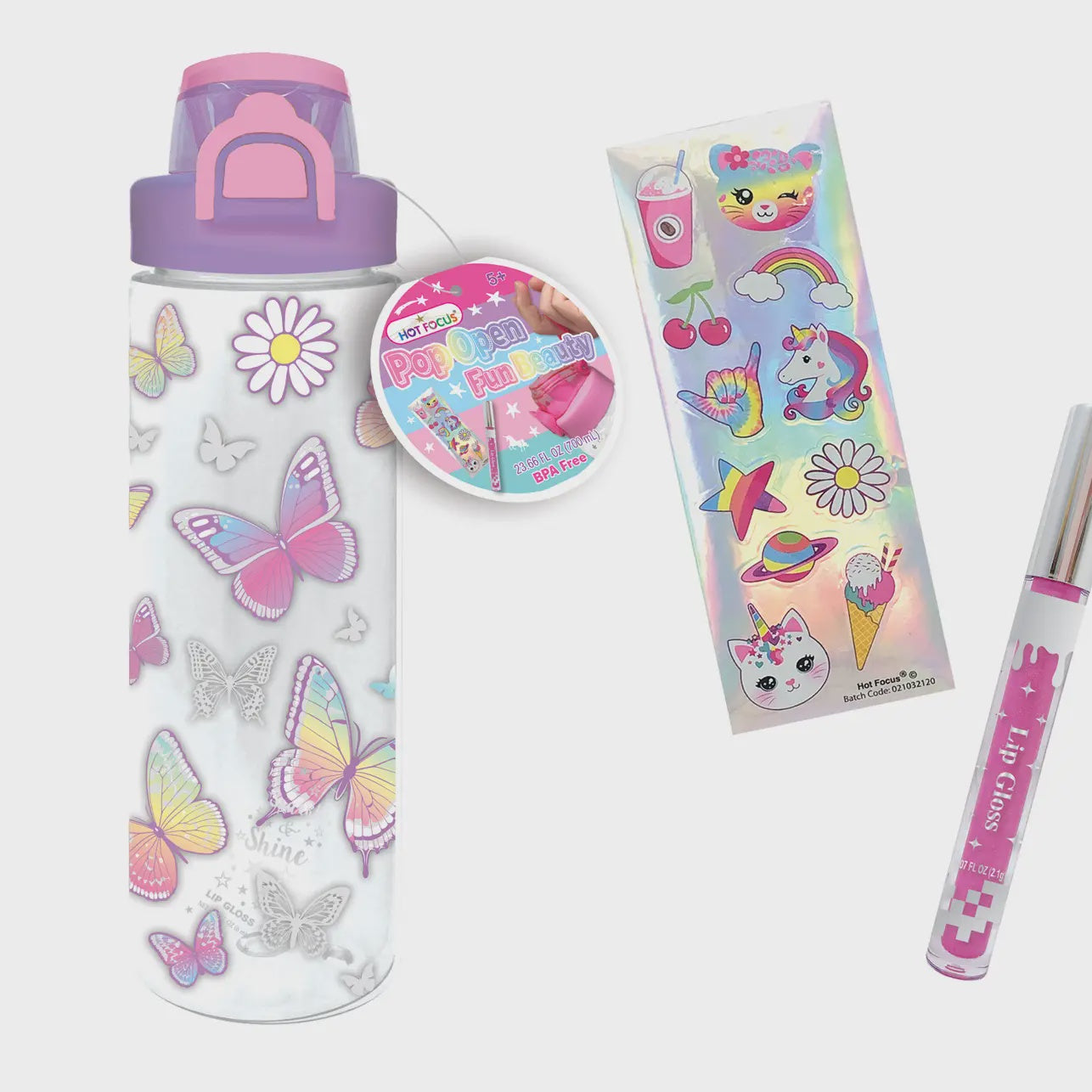 Pop Open Water Bottle Beauty Fun Tie Dye Butterfly