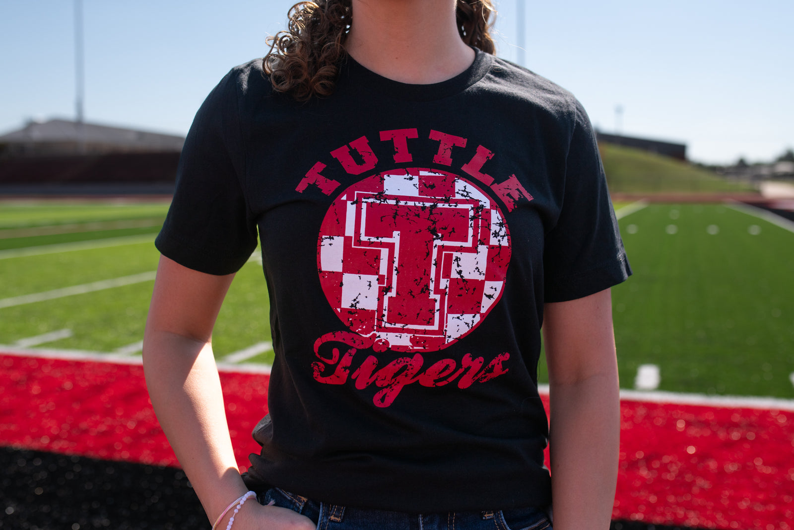 Distressed Checkered Tuttle Tigers Graphic Tees