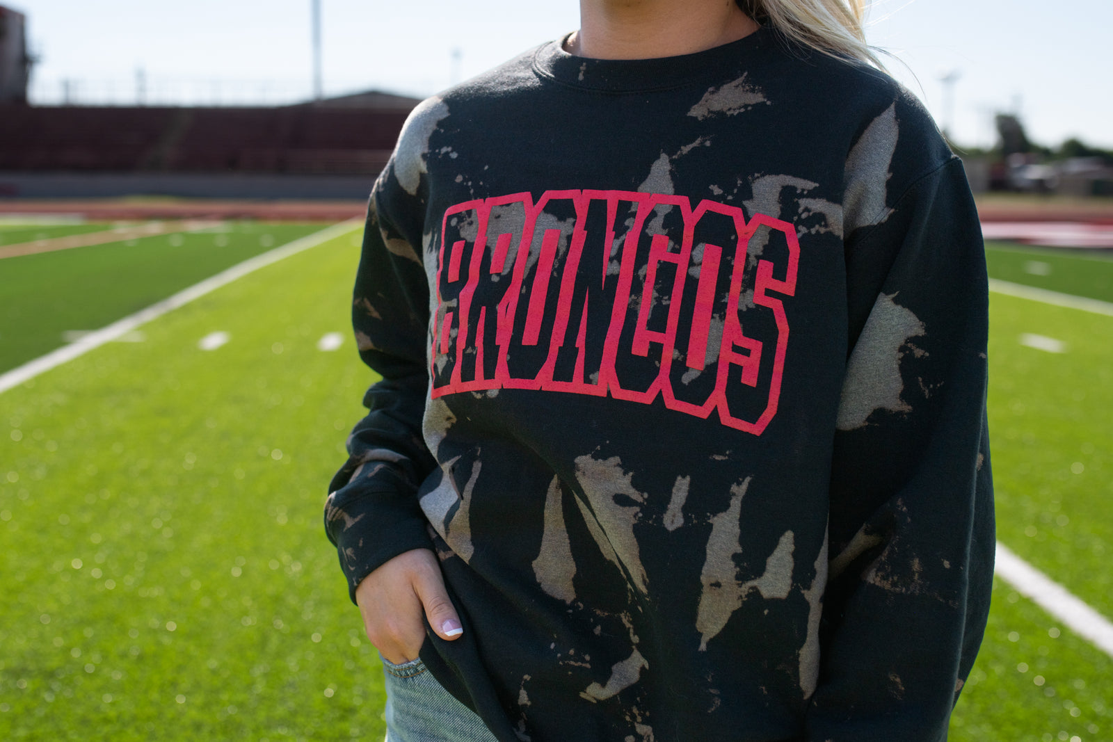 Broncos Bomba Bleached Sweatshirt-Black