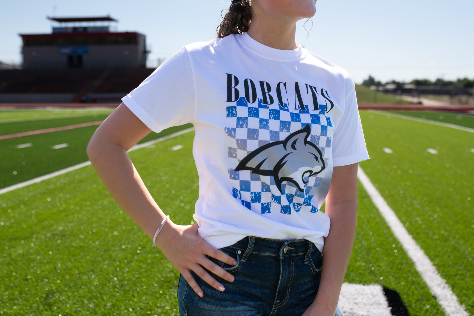 Bobcat's Checkered Mascot Graphic Tee