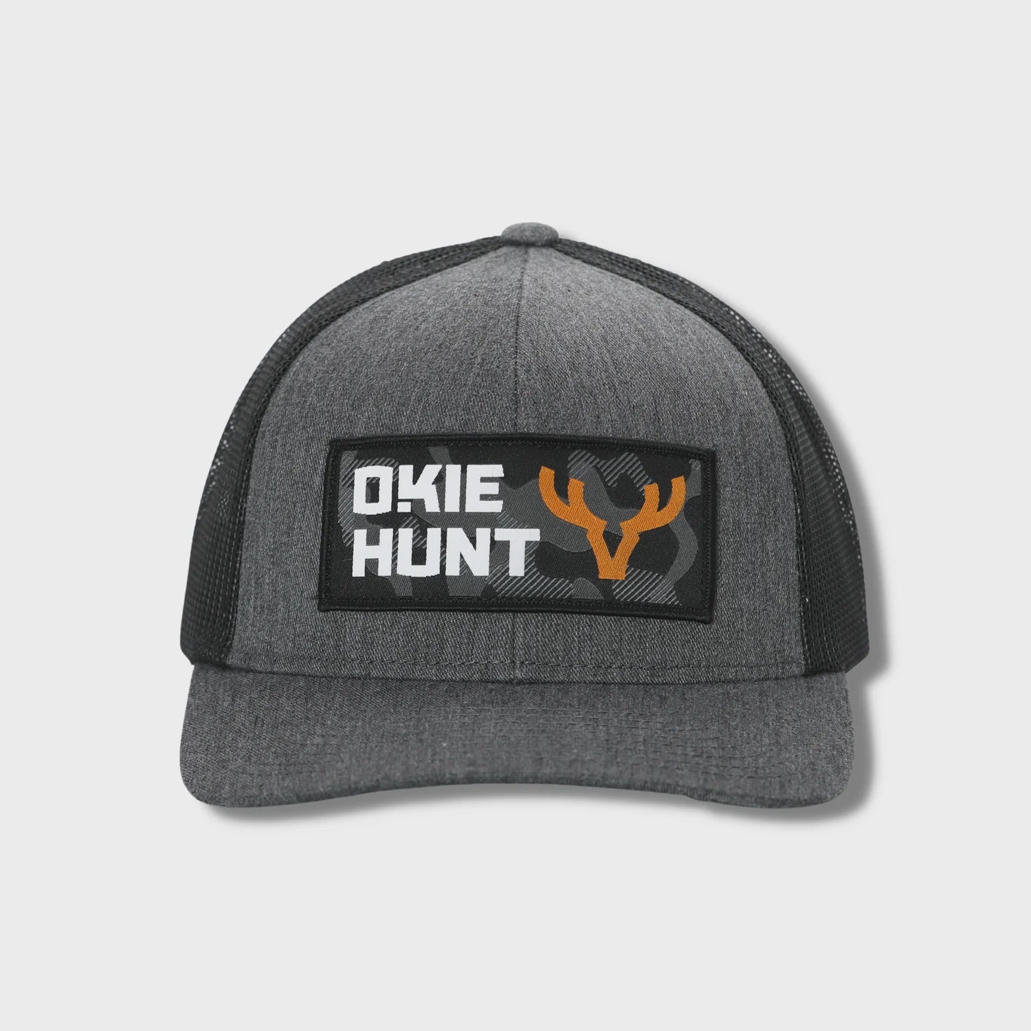 Okie Hunt Grey and Black Antlers Hat