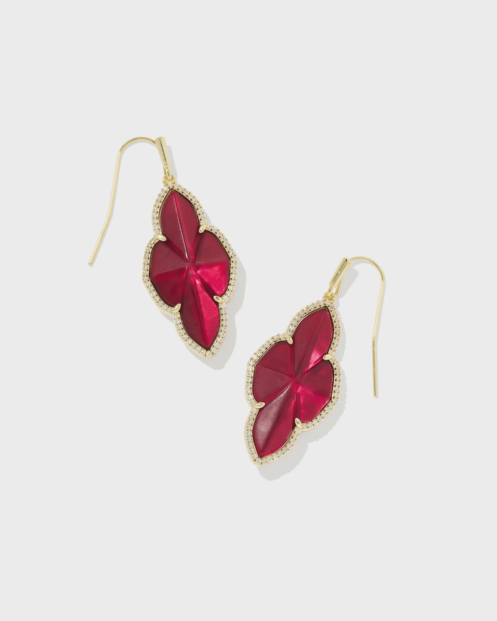 Abbie Pave Frm Drop Earrings Gold Cranberry Illusion