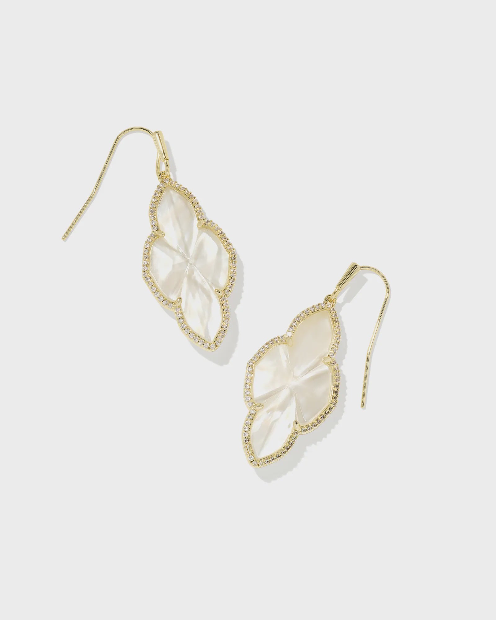 Kendra Scott Abbie Pave Frm Drop Earrings Gold Ivory MOP