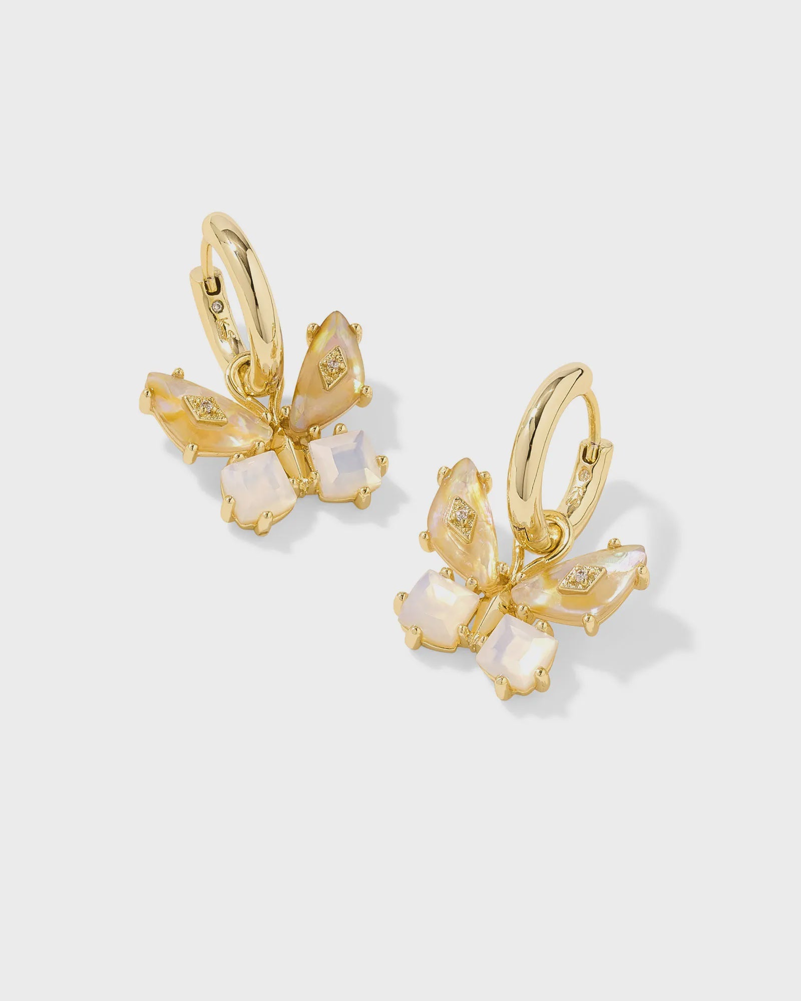 Bianca Butterfly Huggie Gold Iridescent White Earrings