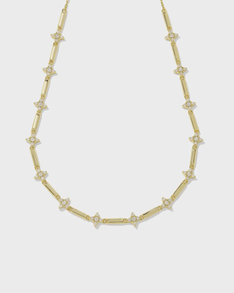 Kendra Scott Holland  Stranded Necklace White Gold Crystal