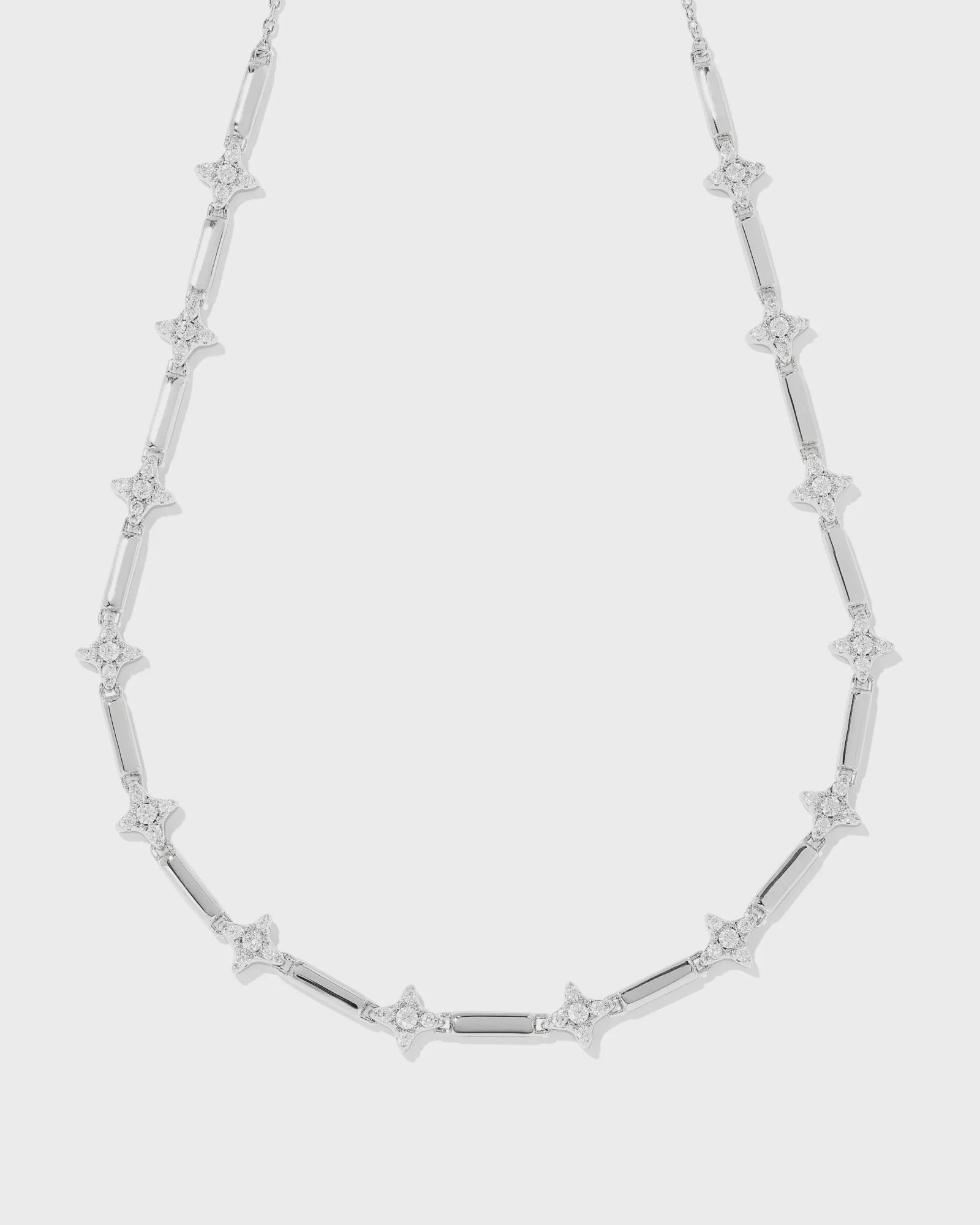 Kendra Scott Holland  Stranded Necklace White Rhod Crystal