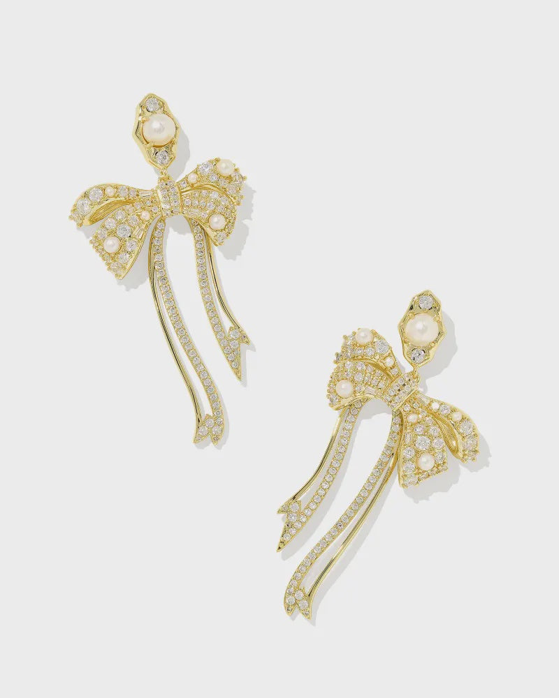 Kendra Scott Krista Bow Statement Ear Gold White Mix