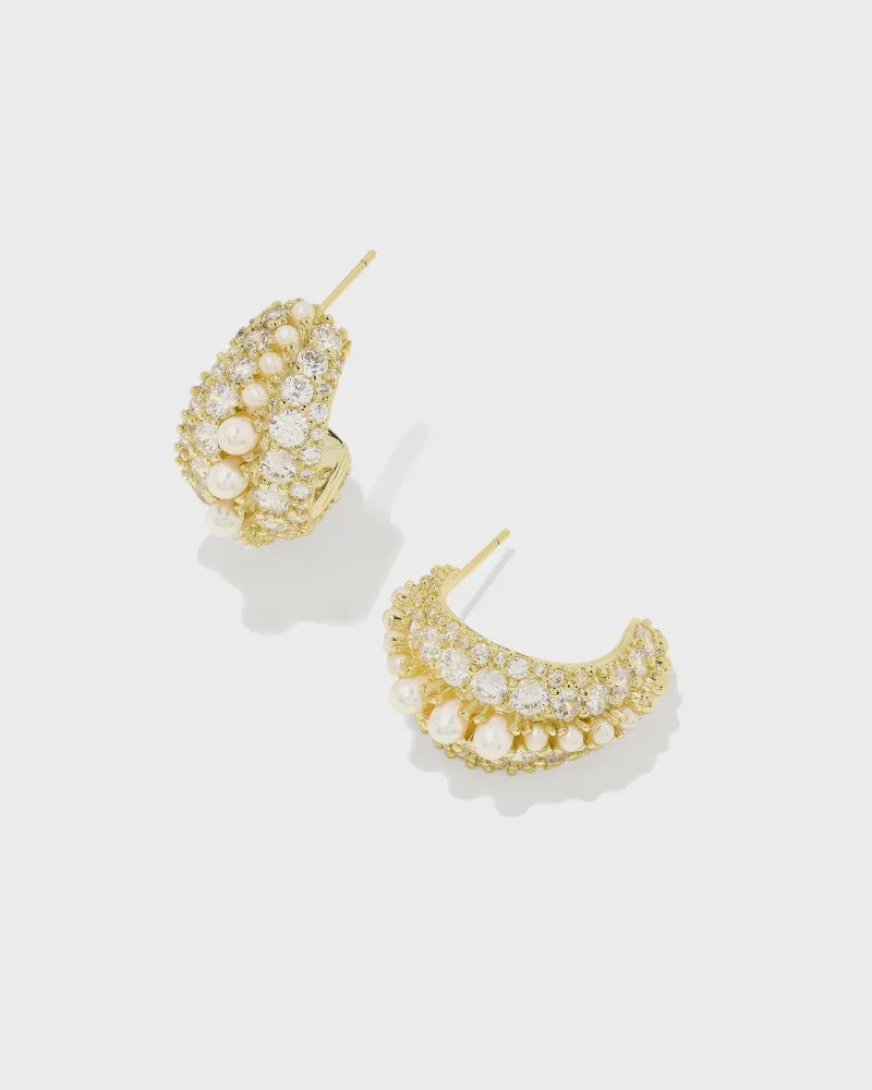 Krista Hoop Earring Gold White Mix