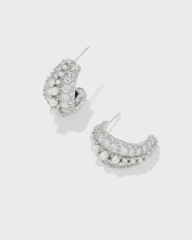 Kendra Scott Krista Hoop Ear Rhod White Mix