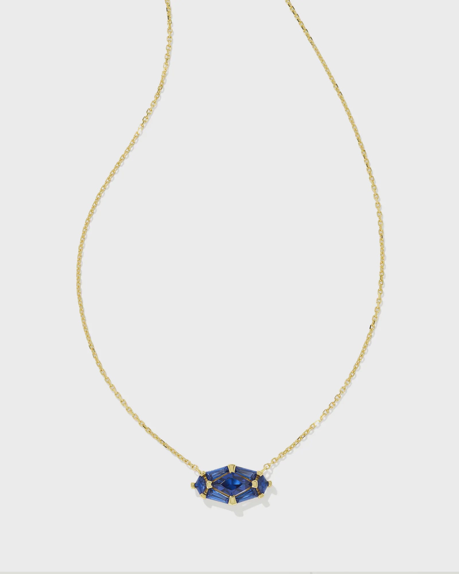 Kendra Scott Lindy Rae Pendant Nickel Gold Blue Crystal