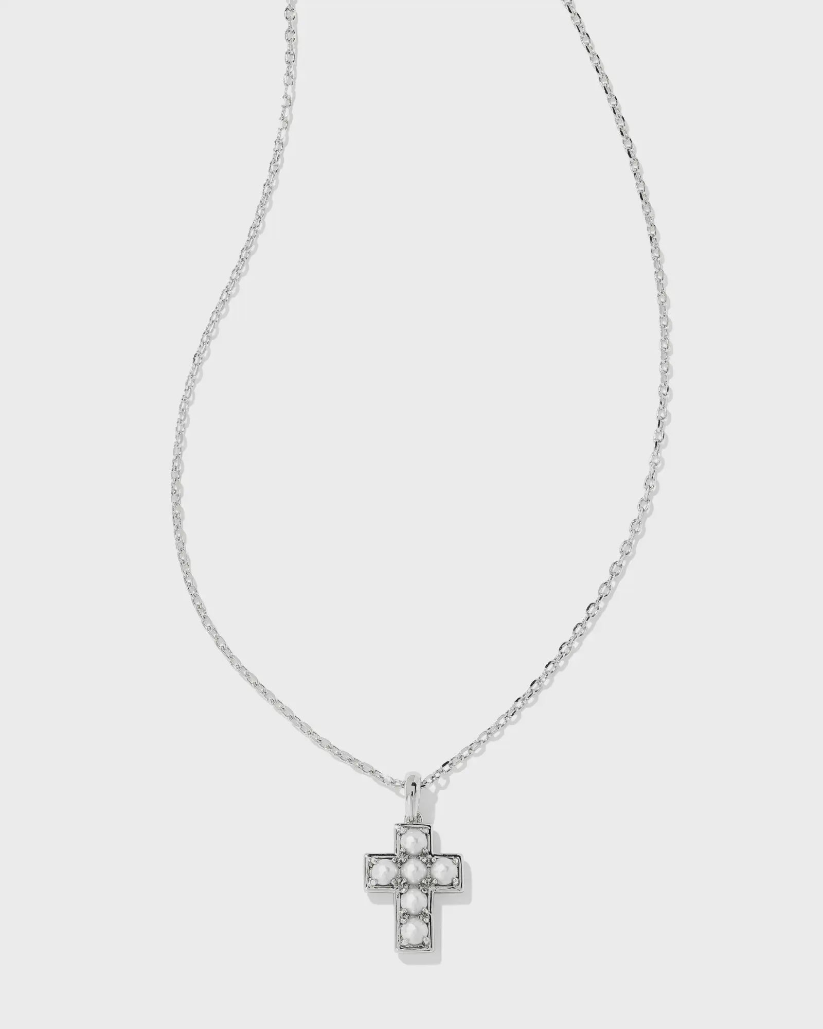 Kendra Scott Pearl Cross Necklace White Rhod