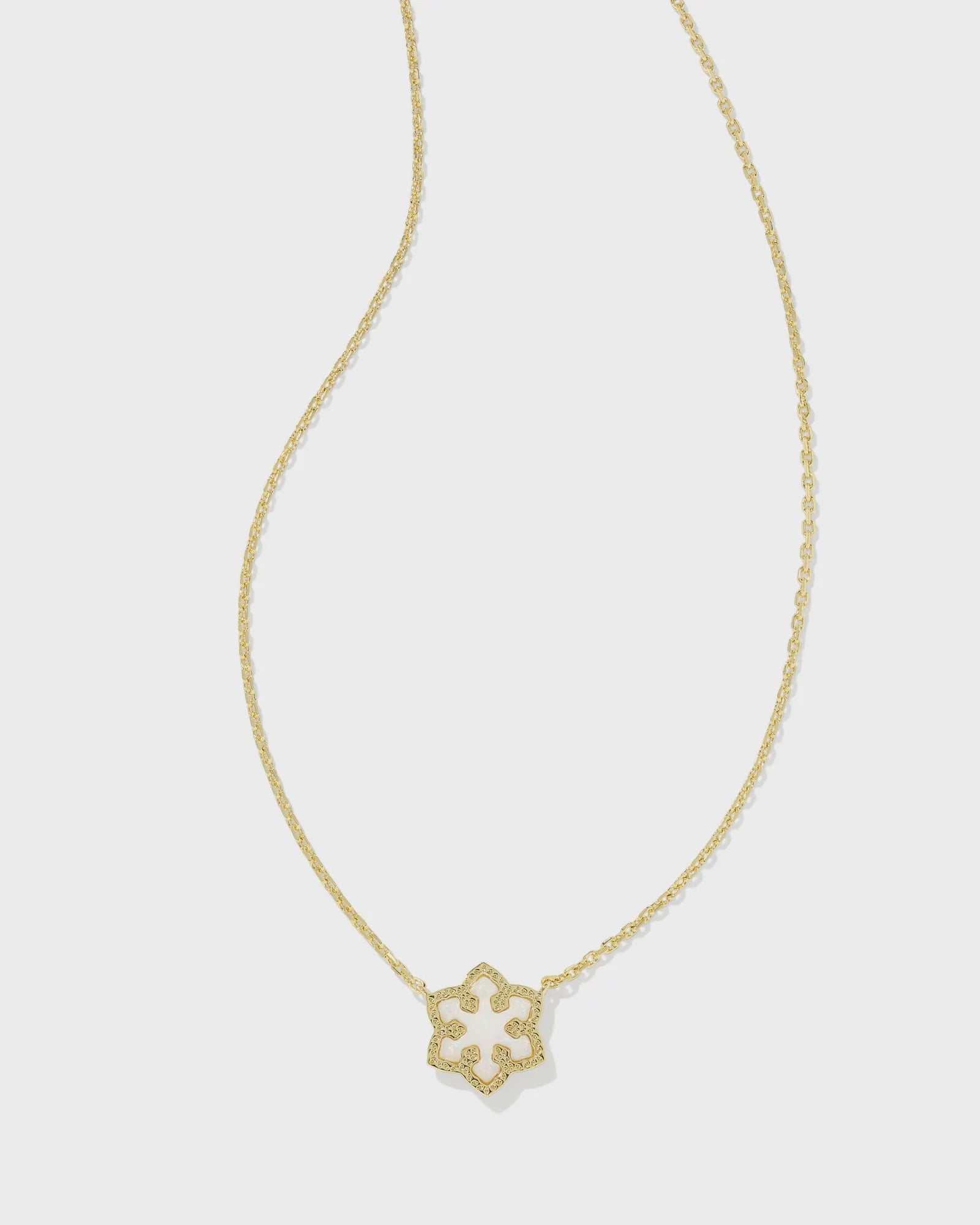 Kendra Scott Snowflake Pendant Nickel Gold White Opal