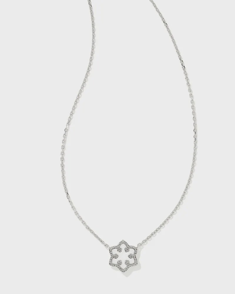 Kendra Scott Snowflake Pendant Nickel Rhod White Opal