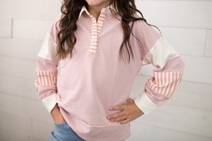 Hayden Girls LS Collared Shirt-Pink