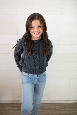 Hayden Girls Knit Sweater-Navy