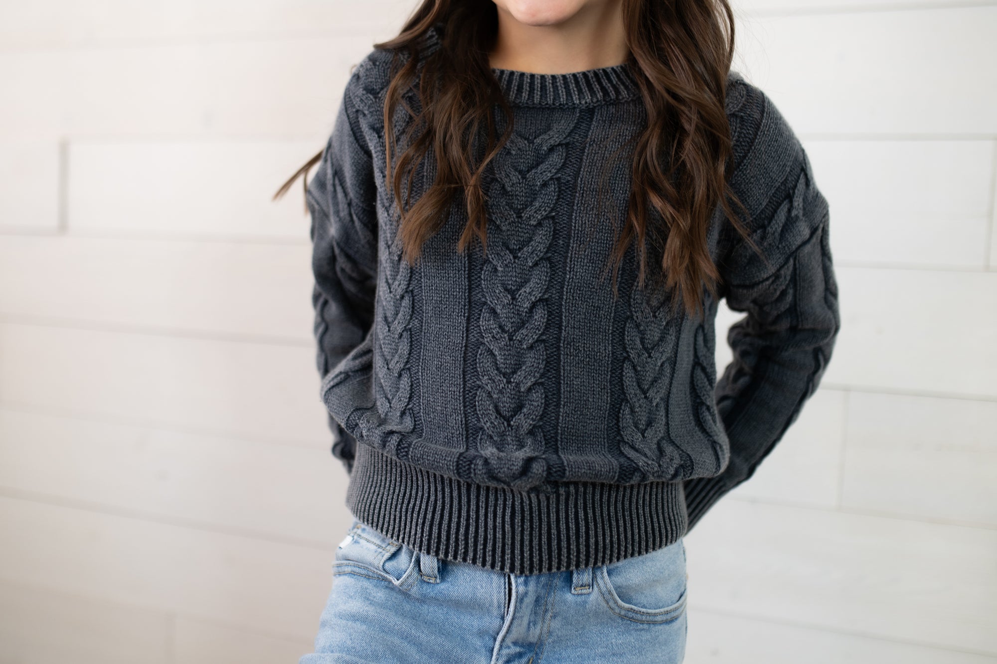 Hayden Girls Knit Sweater-Navy