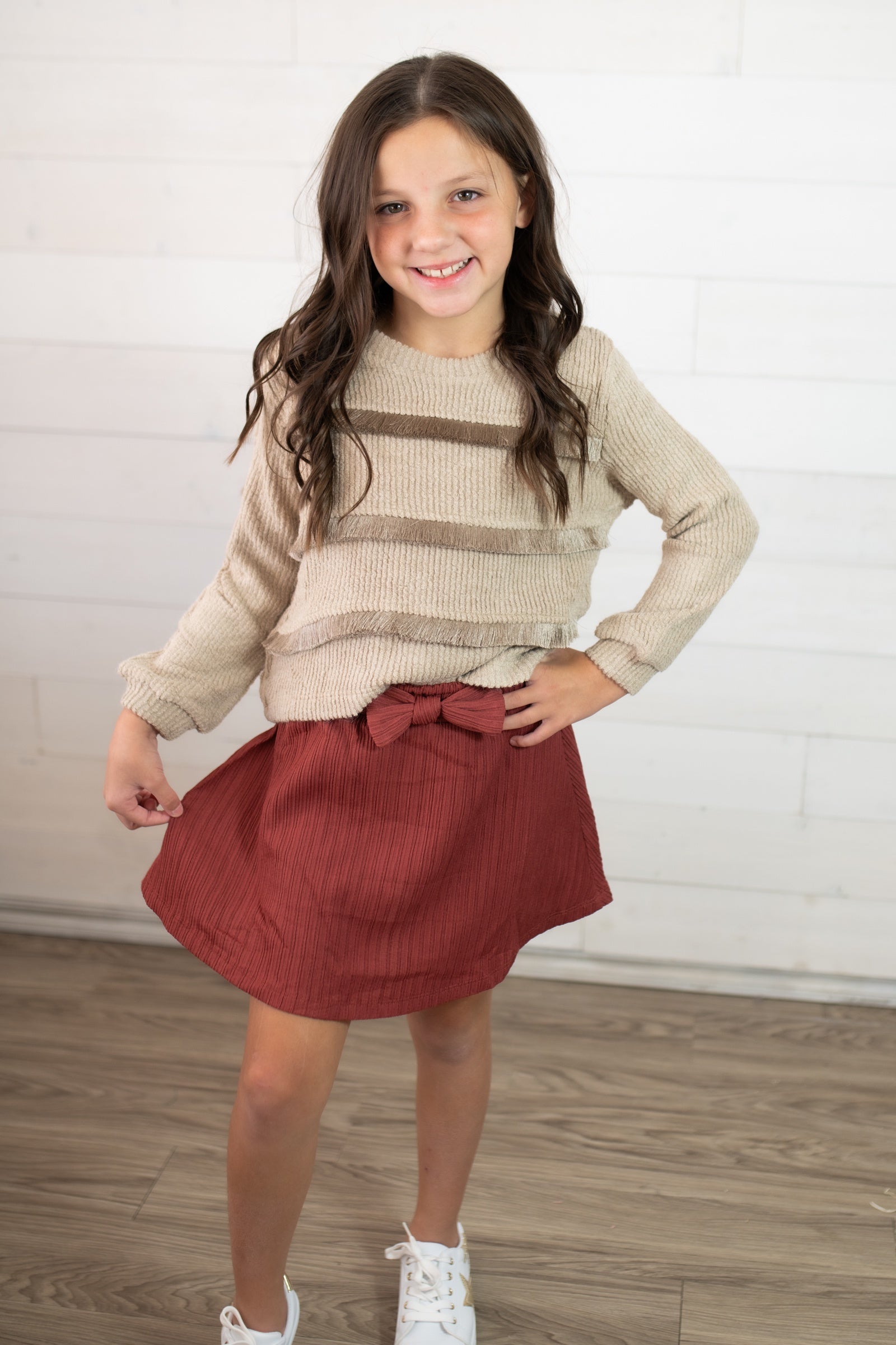 Hayden Girls Rust Skirt with Bow