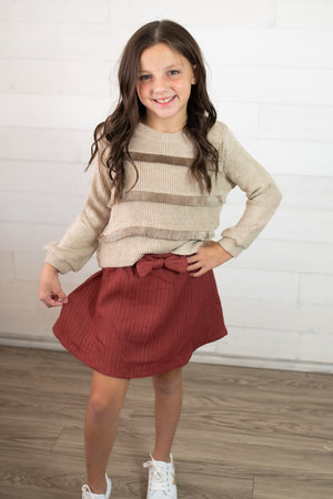 Hayden Girls Rust Skirt with Bow