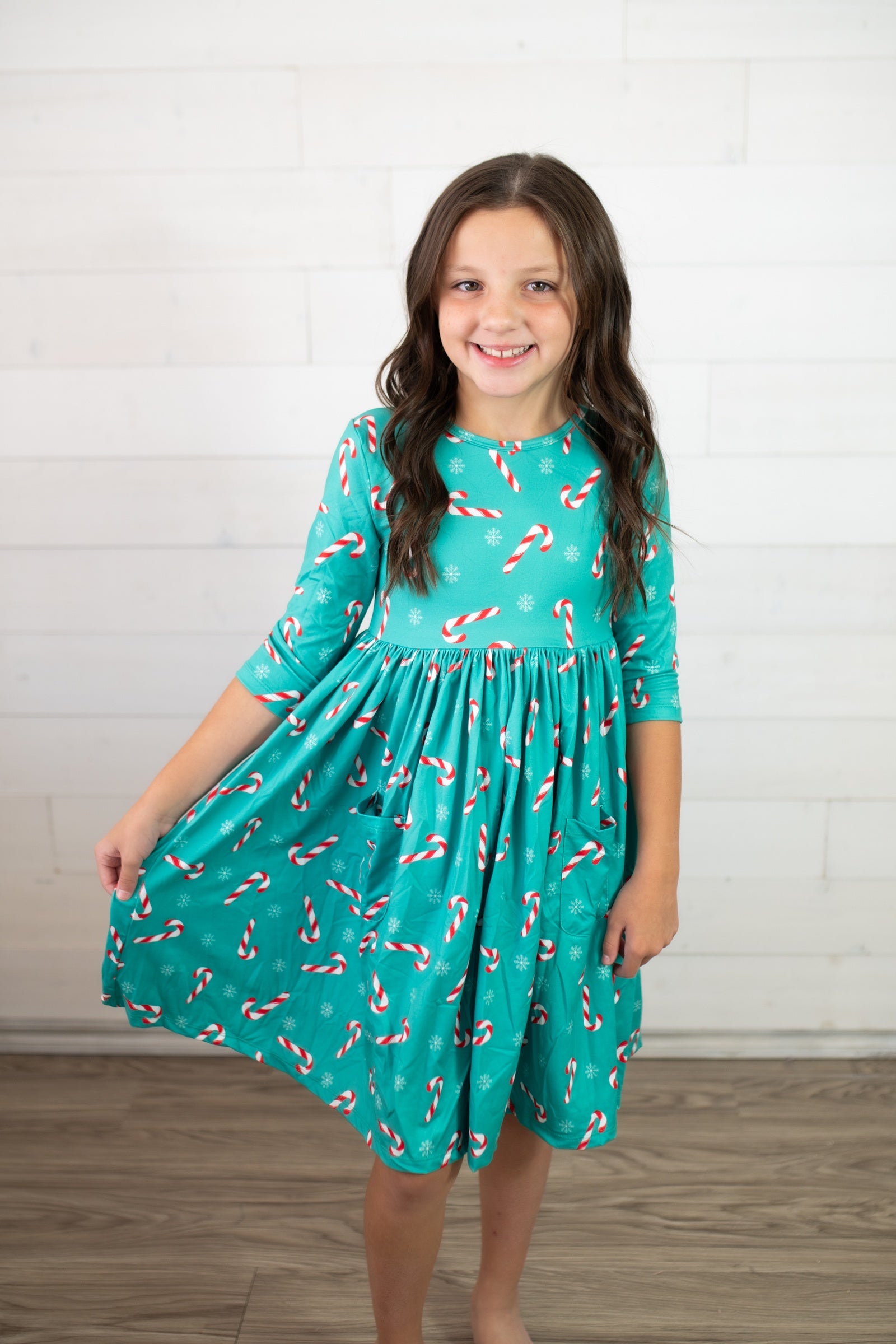 Mila & Rose Candy Cane Twirl Dress-Green