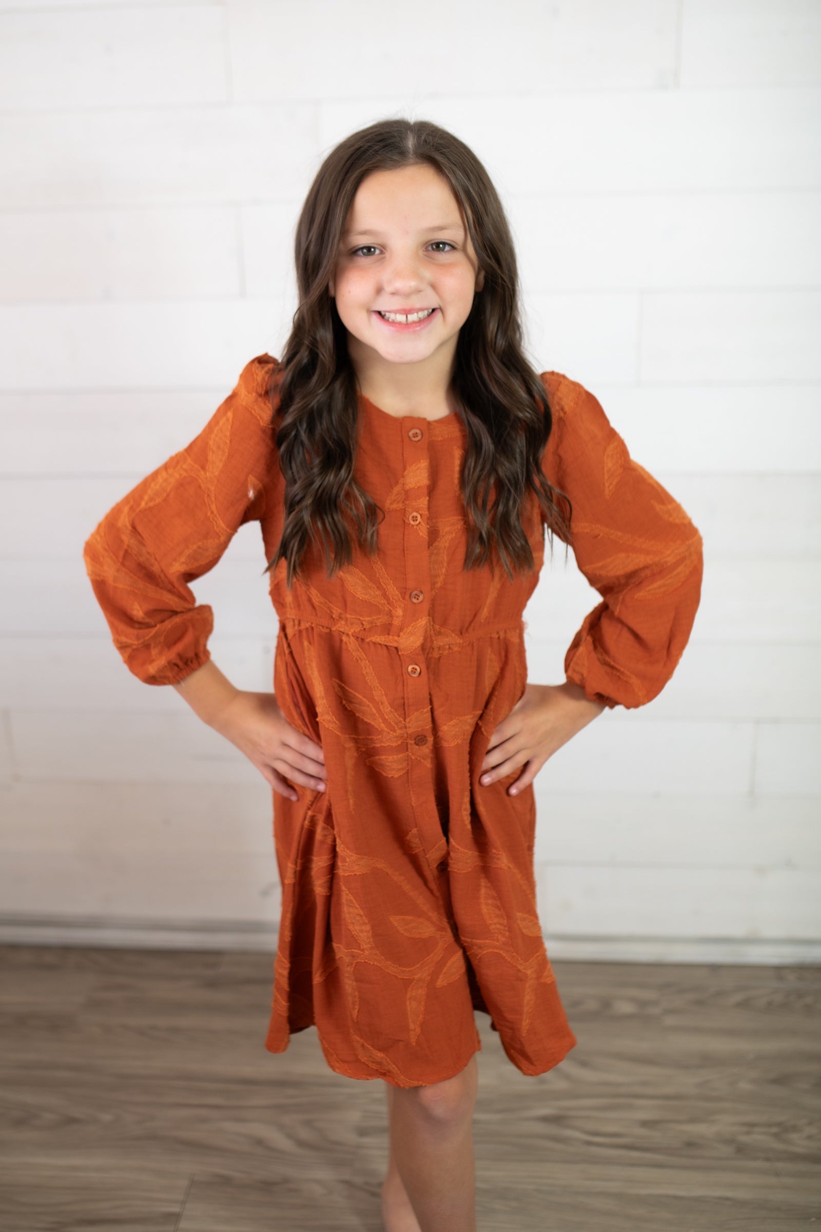 Hayden Girls Button Up Rust Dress