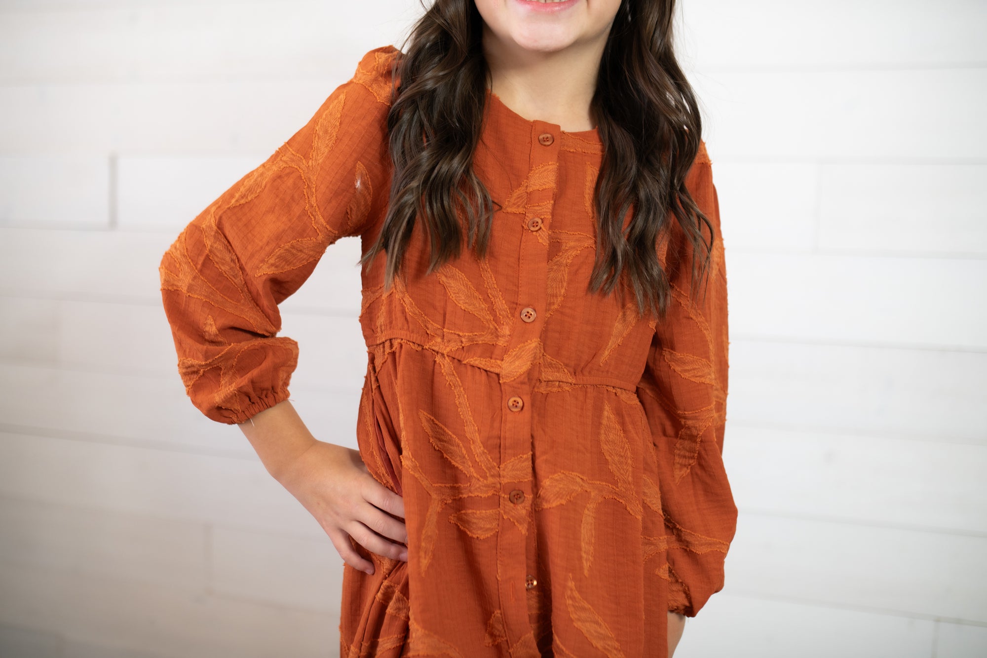 Hayden Girls Button Up Rust Dress