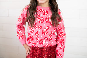 Mila & Rose Candy Cane Sweater-Pink