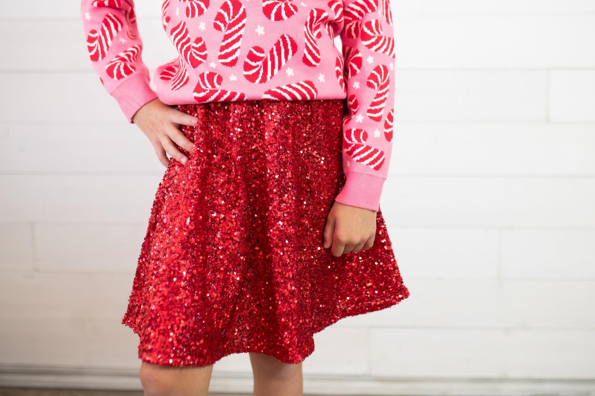 Mila & Rose Red Sequin Twirl Skirt