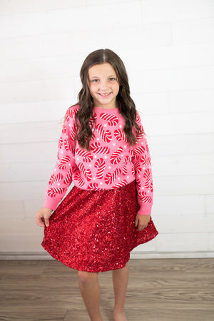 Mila & Rose Red Sequin Twirl Skirt