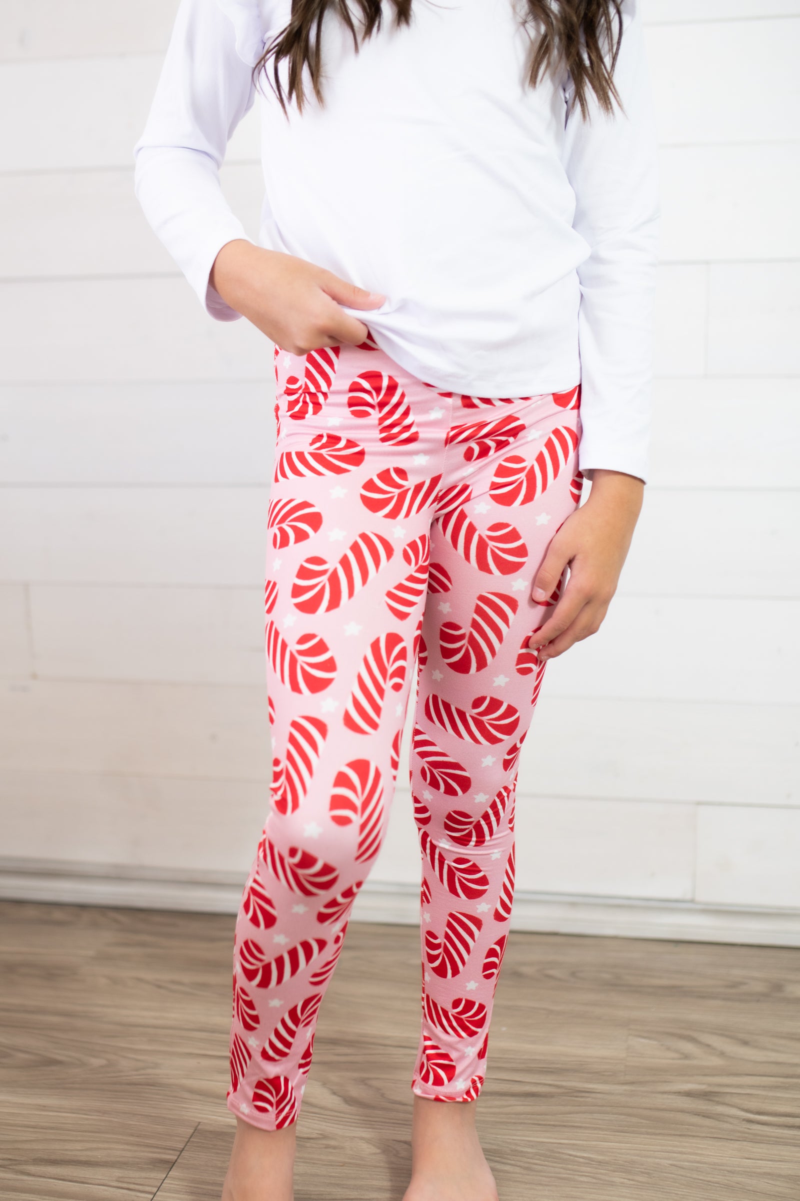 Mila & Rose Candy Cane Leggings-Pink