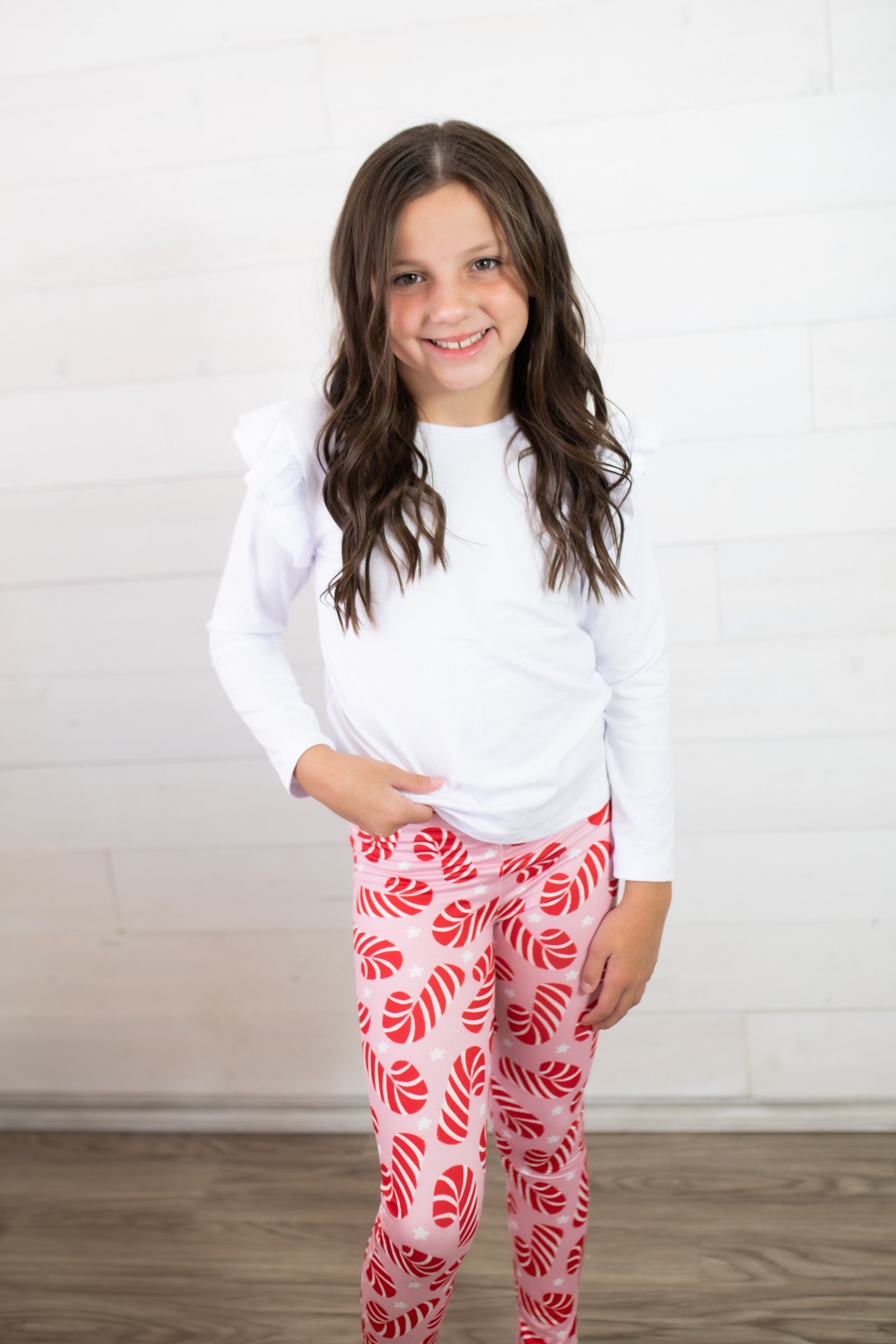 Mila & Rose Candy Cane Leggings-Pink