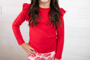 Mila & Rose LS Ruffle Tee-Red