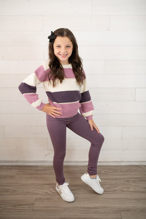 MinyMo Knit Leggings-Purple