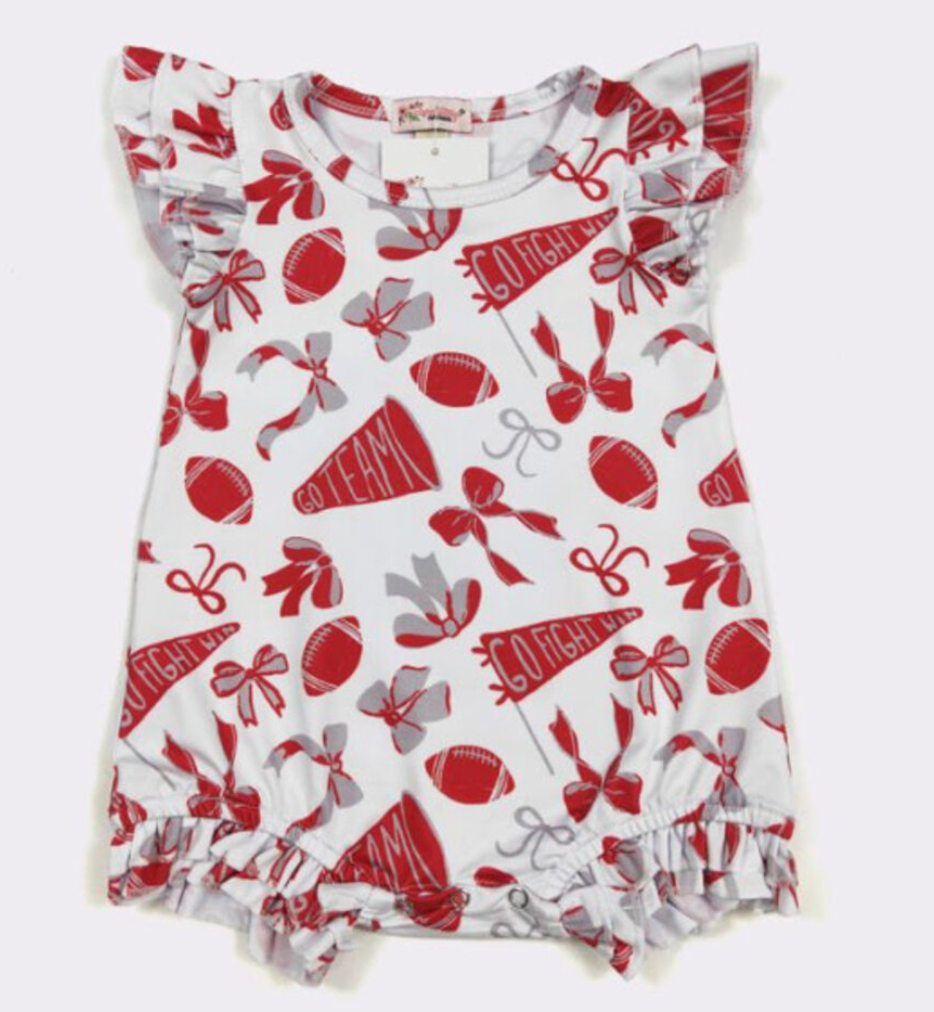 Go Team Ruffled Romper Red
