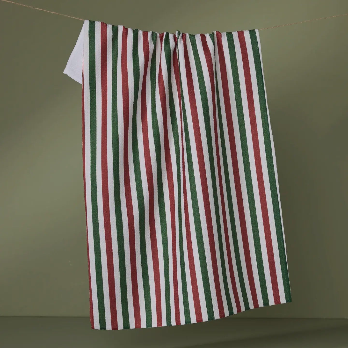 Ribbon Green Red Kitchen Tea Towel