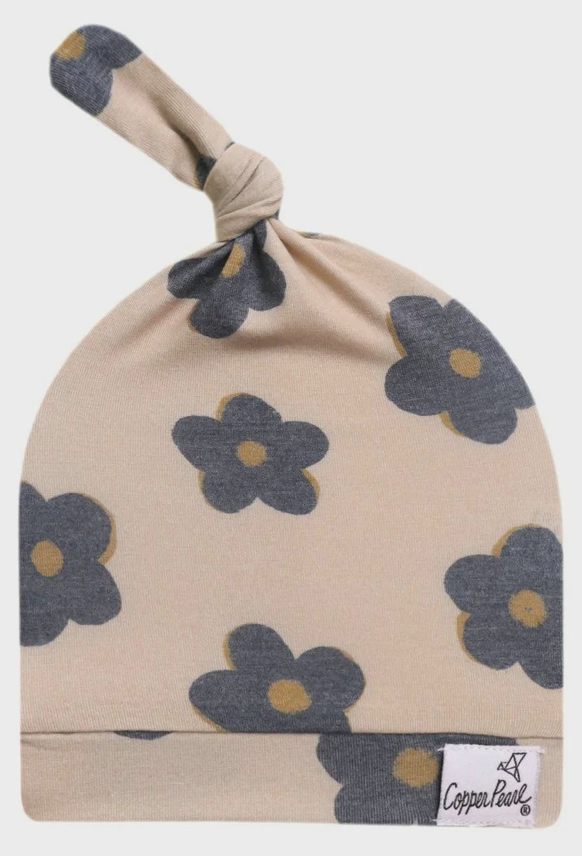 Gemma In Tan Top Knot Hat Copper Pearl