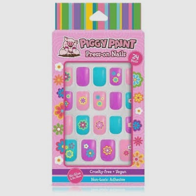 Flower Power Piggy Press On Nails