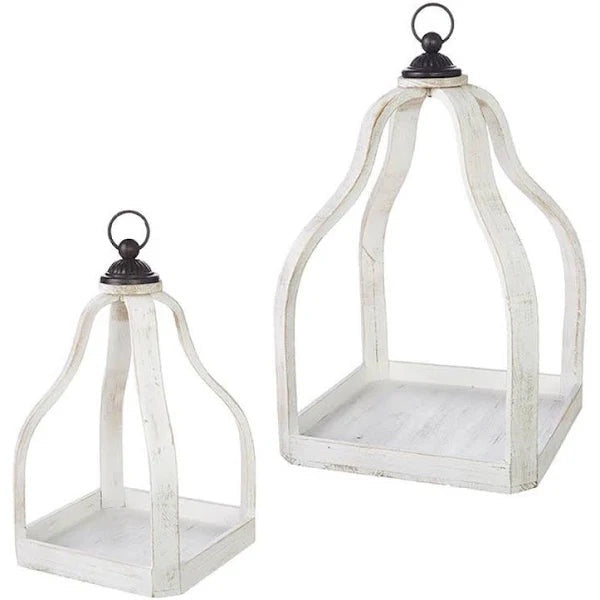 Raz 15" Distressed White Lantern Small