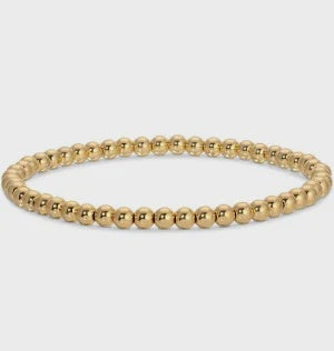 Classic Beaded Stretch Bracelet Gold 4mm