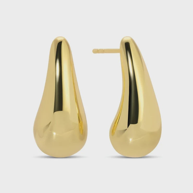 Narrow Teardrop Gold Stud Earrings