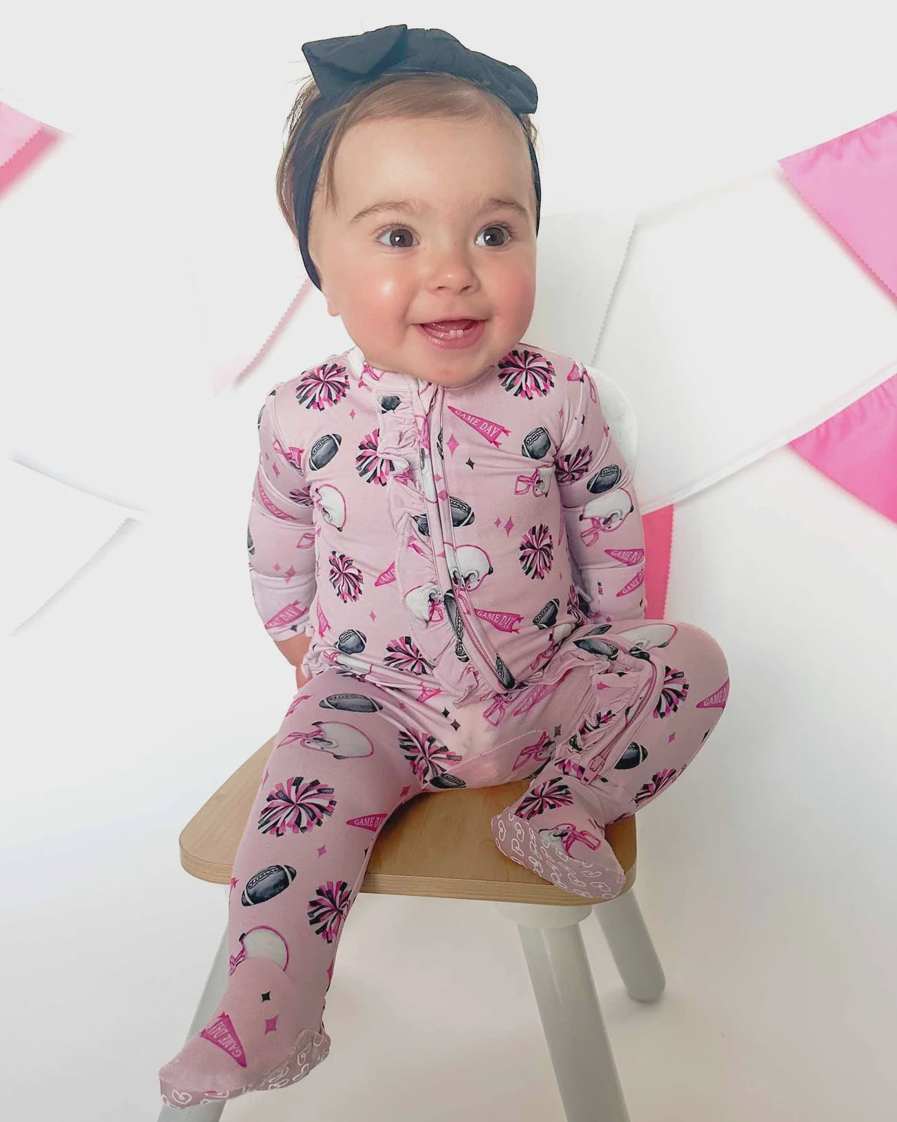 LEV baby Ruffled Zippered Footie Taylor