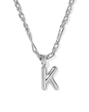 Bubble Letter K Rhod Pendant Necklace