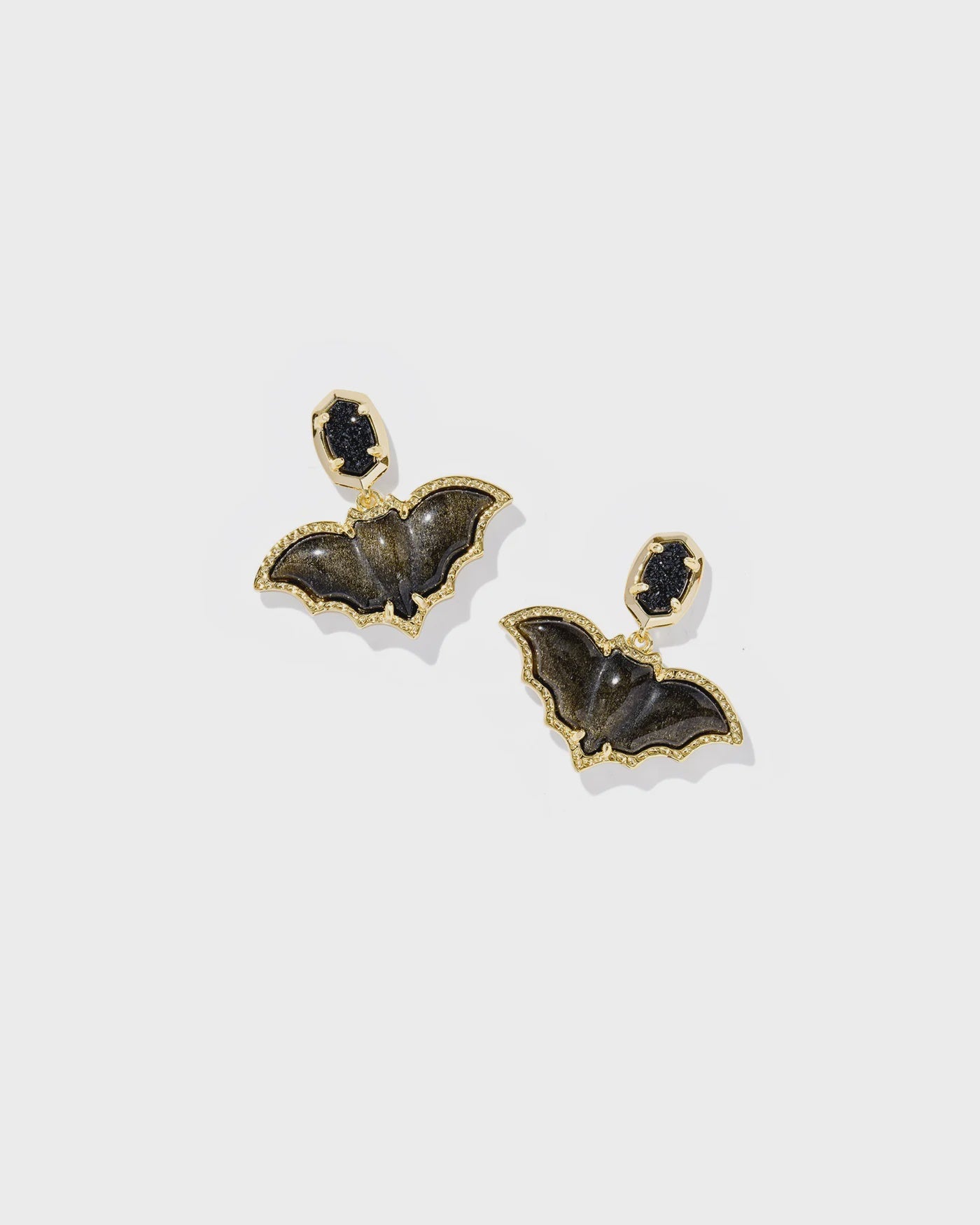 Bat Drop Gold Black Mix Earring