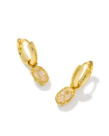 Mini Ellie Luxe Huggie Earrings Gold White CZ