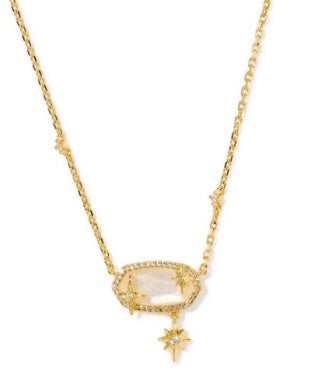 Elisa Star Short Pendant Necklace Gold Crystal Ivory Illusion