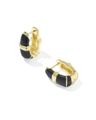 Courtney Black Enamel Gold Huggie Reversible Earrings Kendra Scott