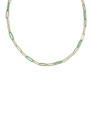 Courtney Green Enamel Gold Link Necklace Kendra Scott
