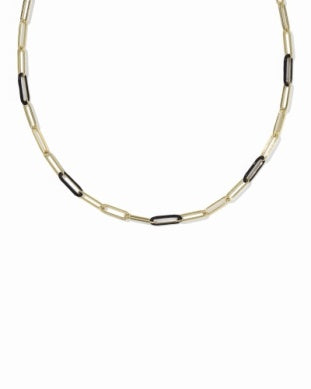 Courtney Black Enamel Gold Link Necklace Kendra Scott