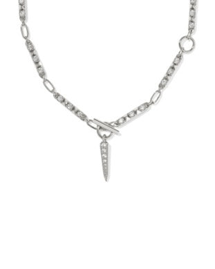 Fate Lariat Necklace Silver White CZ